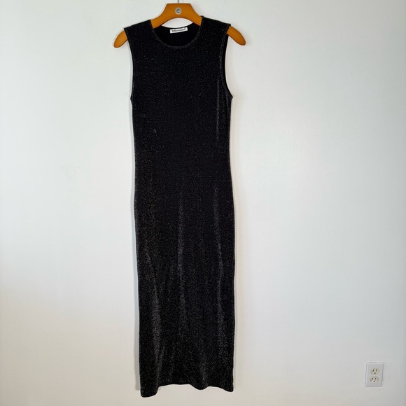 Reformation Maevry Knit Maxi Dress Sparkle Minimalist Party Black  S [flaw] - Picture 2 of 12